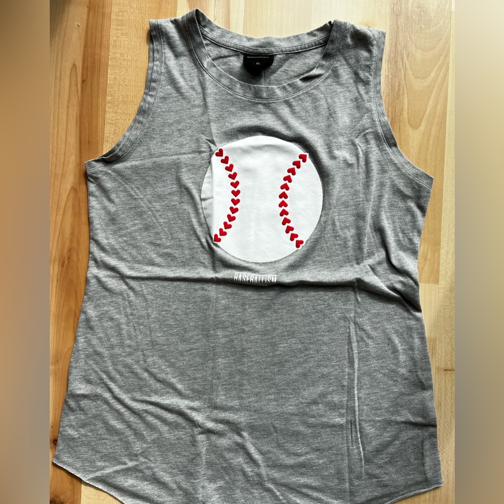 Baseballism Women’s Gray Baseball Heart Tank Top